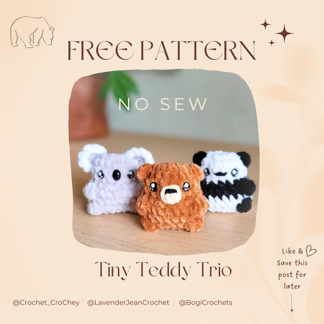 (Free) PDF Pattern - Tiny Teddy Trio